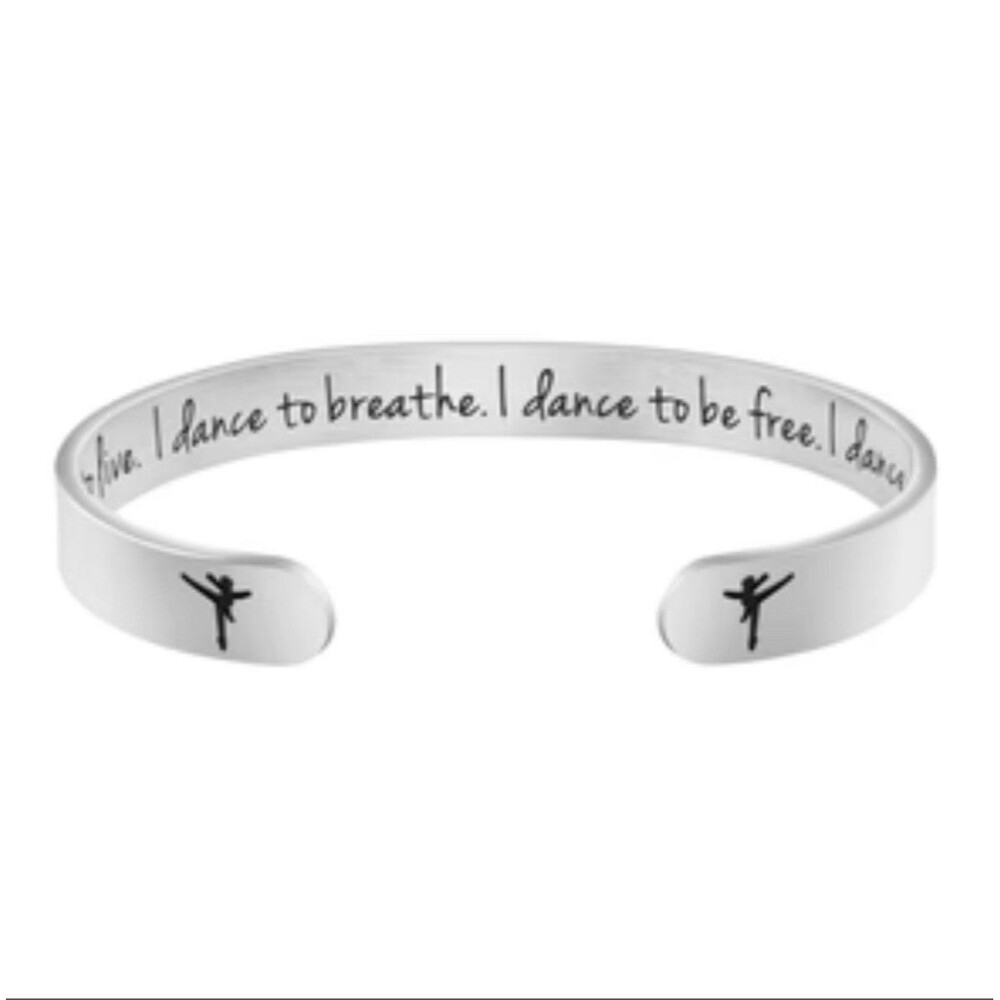 Dance Bangle Bracelet Silver Tone  “I Dance To Be Free, To Be Me..”